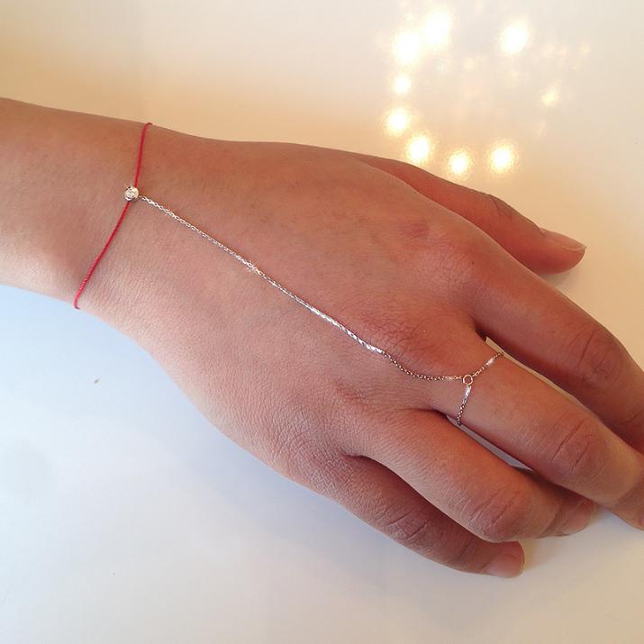 String Bracelet For Women with 0.10ct Round Diamond in Yellow Gold Bezel Setting - Redline - 0++