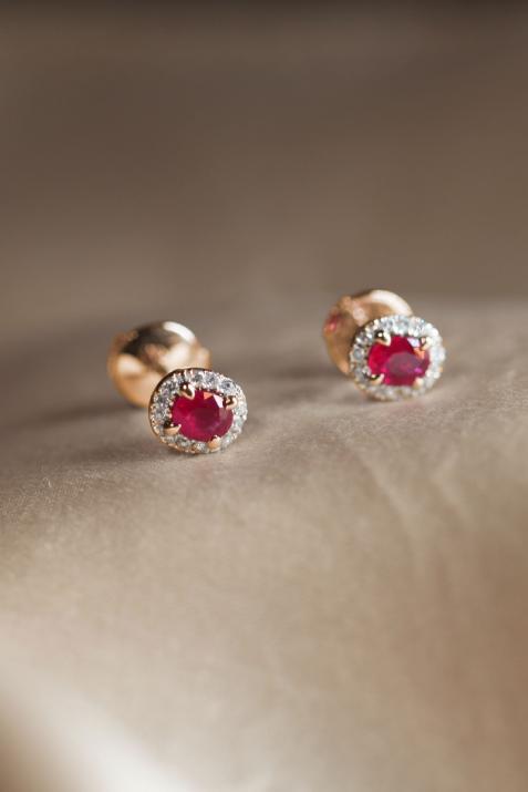 Ruby and diamond rose gold earrings - Redline - 0++