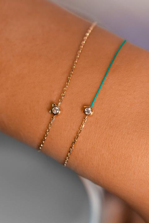 Mini Pure Cat half thread half chain yellow gold bracelet - Redline - 0++