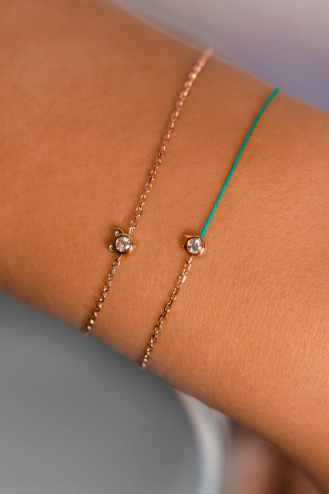 Mini Pure Bear 0.05ct diamond rose gold chain bracelet  - Redline - 0++