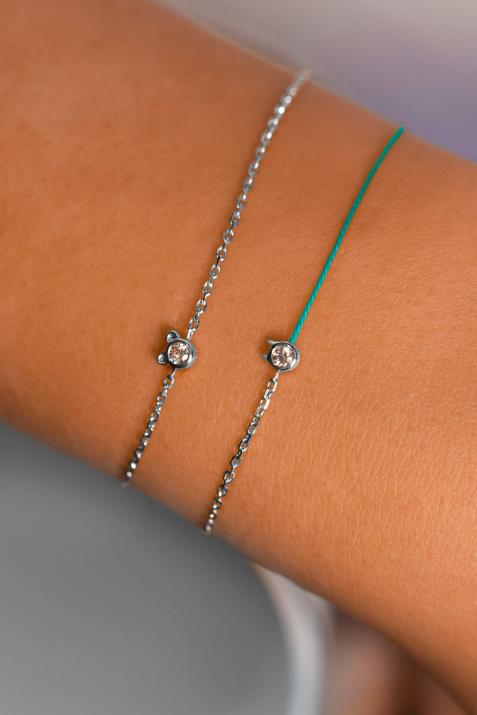Mini Pure Bear 0.05ct diamond white gold chain bracelet  - Redline - 0++