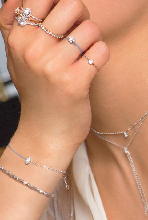 String-Chain Bracelet For Women with 0.20ct Marquise Diamond in White Gold Prong Setting - Redline - 0++