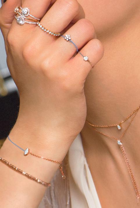 String-Chain Bracelet For Women with 0.20ct Marquise Diamond in Rose Gold Prong Setting - Redline - 0++