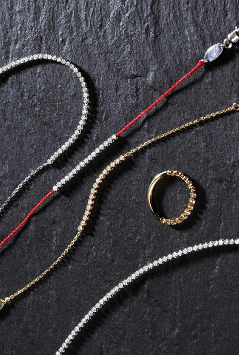 Chain Bracelet For Women with 0.29ct Round Diamond in Black Gold Prong Setting - Redline - 0++