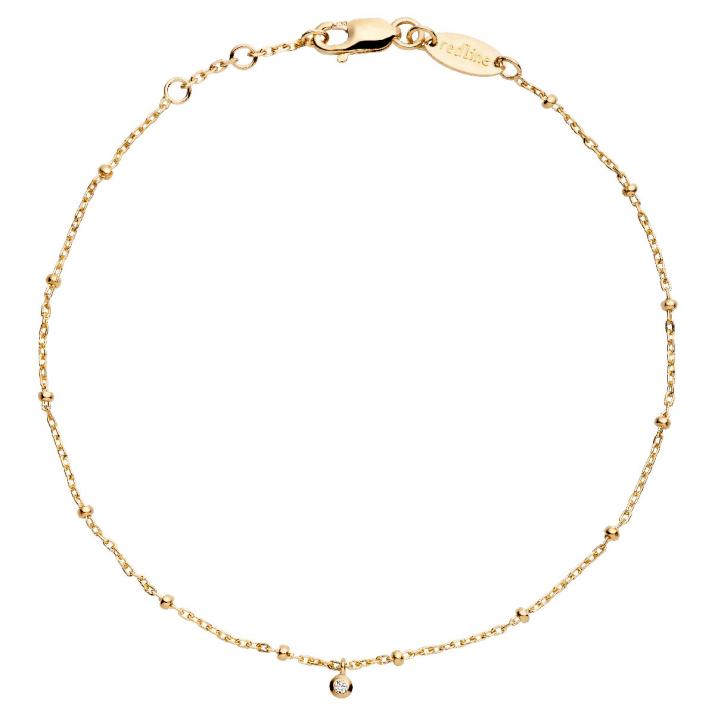 Chain Bracelet For Women with 0.01ct Round Diamond in Yellow Gold Bezel Setting - Redline - 0++