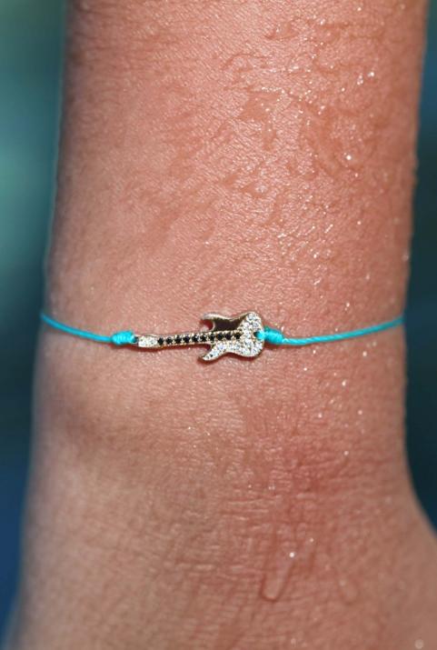 String Bracelet For Women with 0.045ct Round Diamond in Yellow Gold Pavé Setting - Redline - 0++