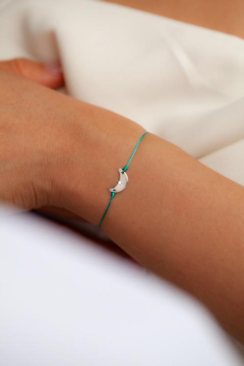 String Bracelet For Women with 0.01ct Round Diamond in White Gold Pavé Setting - Redline - 0++