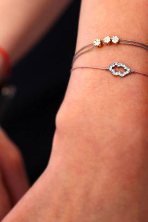 String Bracelet For Women with 0.09ct Round Diamond in Black Gold Pavé Setting - Redline - 0++