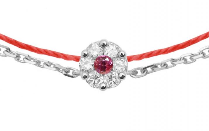 String Bracelet For Women with 0.05ct Round Diamond in White Gold Cluster Setting - Redline