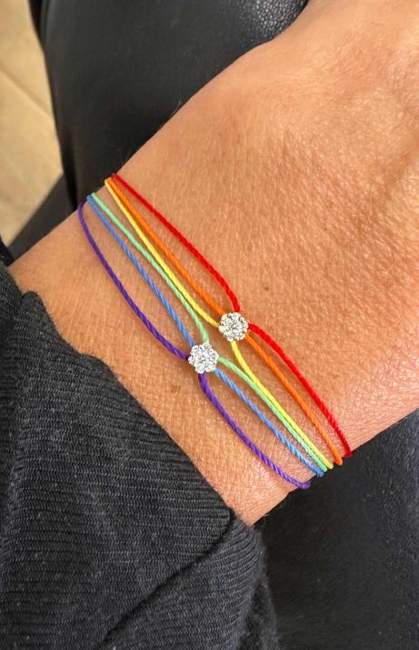 Multistring Bracelet For Women with 0.05ct Round Diamond in Yellow Gold Cluster Setting - Redline - 0++