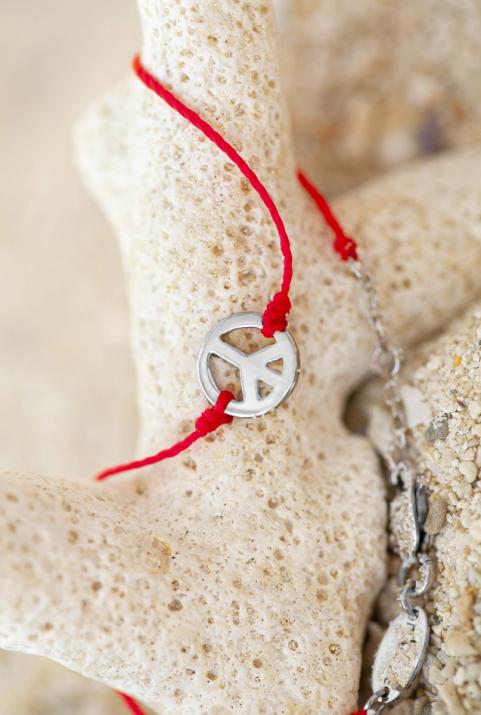 Bracelet Thread Peace & Love White Gold - Redline - 0++