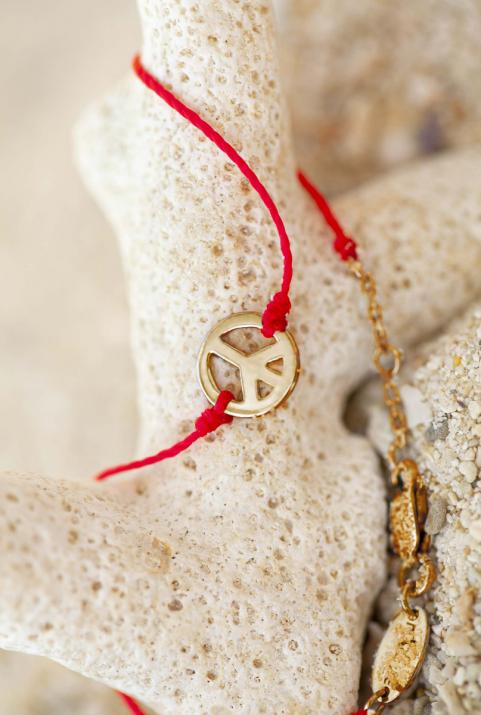 Bracelet Thread Peace & Love Yellow Gold - Redline - 0++