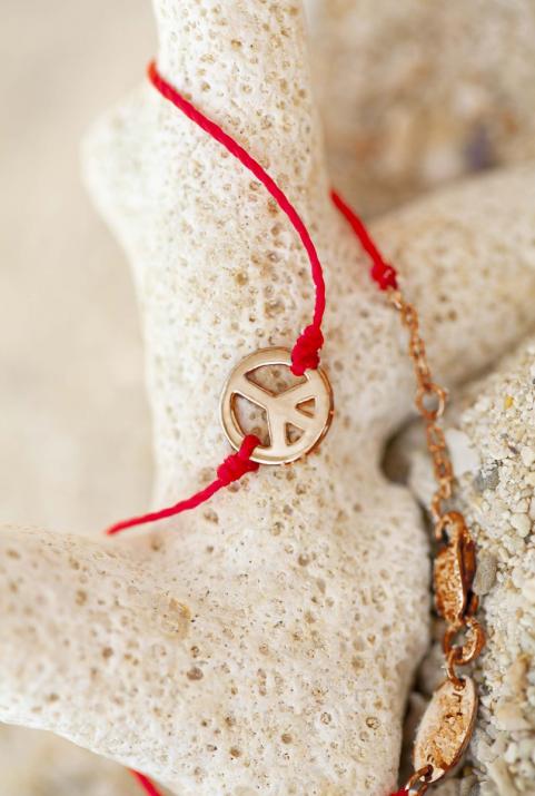 Peace & love string bracelet in rose gold - Redline - 0++