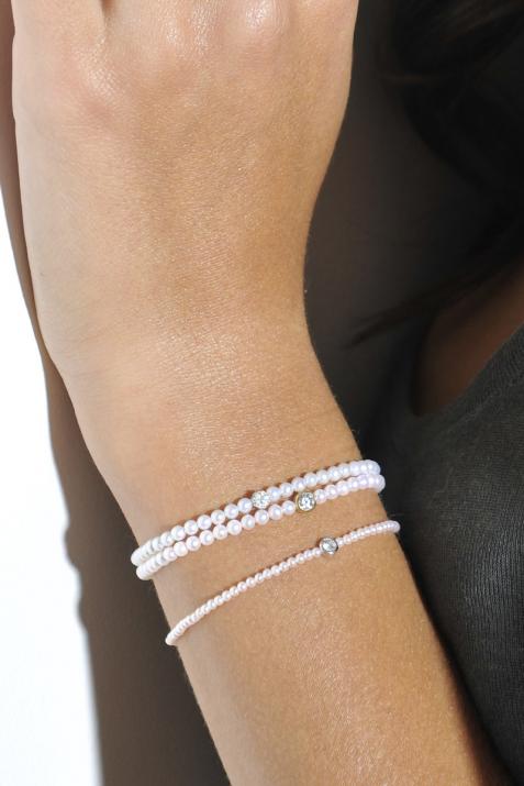 String Bracelet For Women with 0.19ct Round Diamond in Black Gold Prong Setting - Redline - 0++