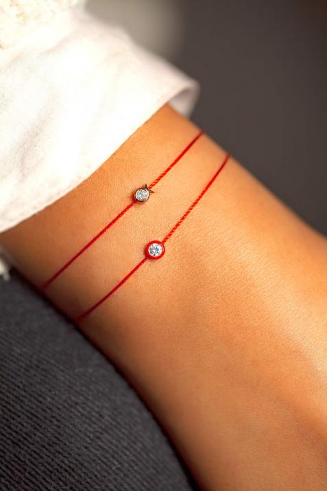 0.10 carat diamond bracelet with red enamel diamond and rose gold setting - Redline - 0++