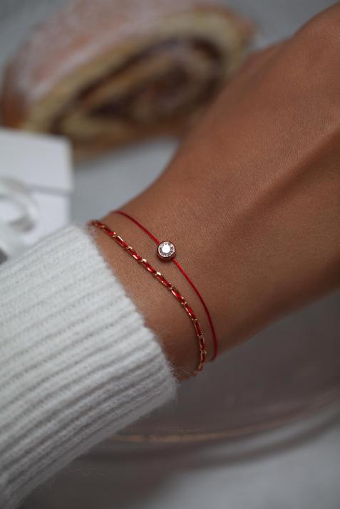 Bracelet fil avec diamant 0.20 carat serti clos or rose - Redline - 0++