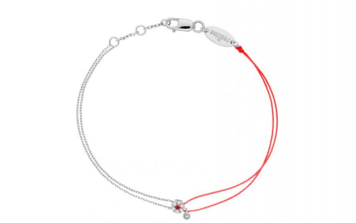 String-Chain Bracelet For Women with 0.06ct Round Diamond in White Gold Cluster Setting - Redline