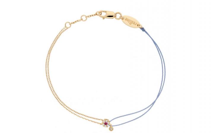 String-Chain Bracelet For Women with 0.06ct Round Diamond in Yellow Gold Cluster Setting - Redline