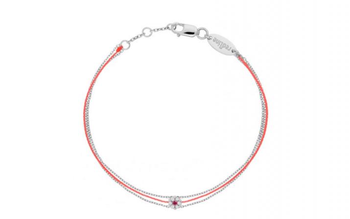 String Bracelet For Women with 0.05ct Round Diamond in White Gold Cluster Setting - Redline - 0++