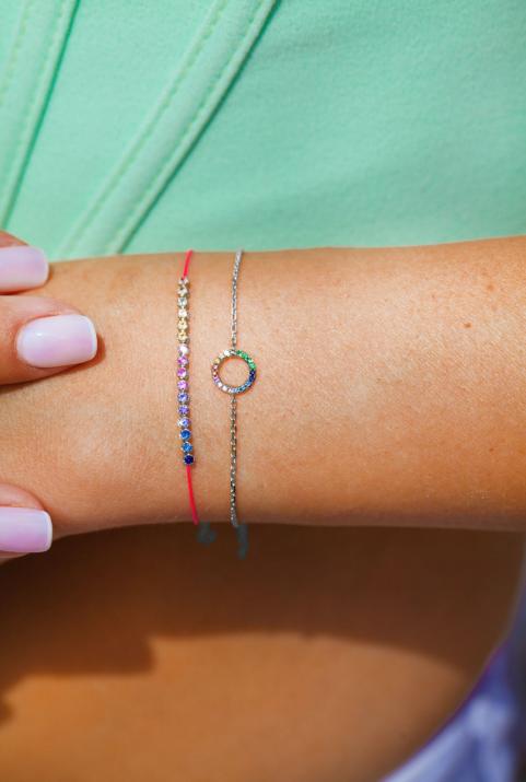 Mini Aura Rainbow Chain Sapphires Bracelet White Gold - Redline - 0++