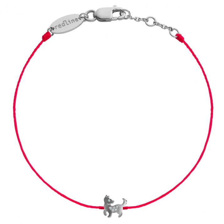 String Bracelet For Women with 0.02ct Diamond in White Gold Pavé Setting - Redline - 0++