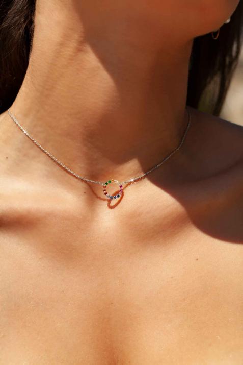 Aurelange Rainbow Sapphires Chain Necklace White Gold - Redline - 0++