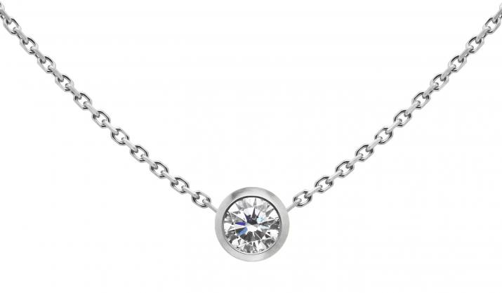 Chain necklace with 0.2ct diamond in white gold bezel setting - Redline - 0++
