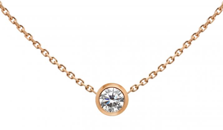 Chain necklace with 0.2ct diamond in rose gold bezel setting - Redline - 0++