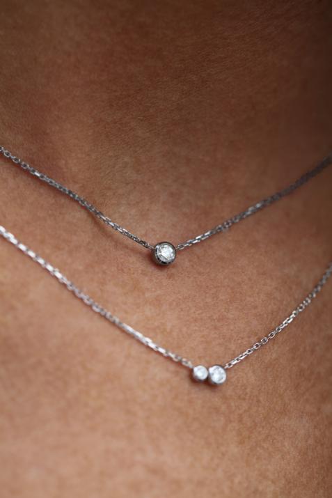 Chain necklace with 0.1ct diamond in black gold bezel setting - Redline - 0++