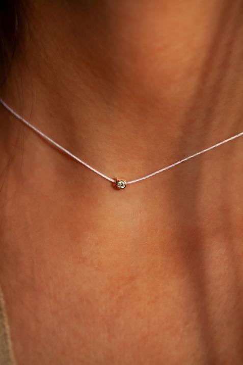 Mini Pure Fish thread Necklace in Yellow Gold - Redline - 0++