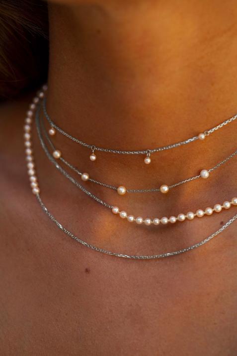 Milakoya necklace on white gold and pearls - Redline - 0++