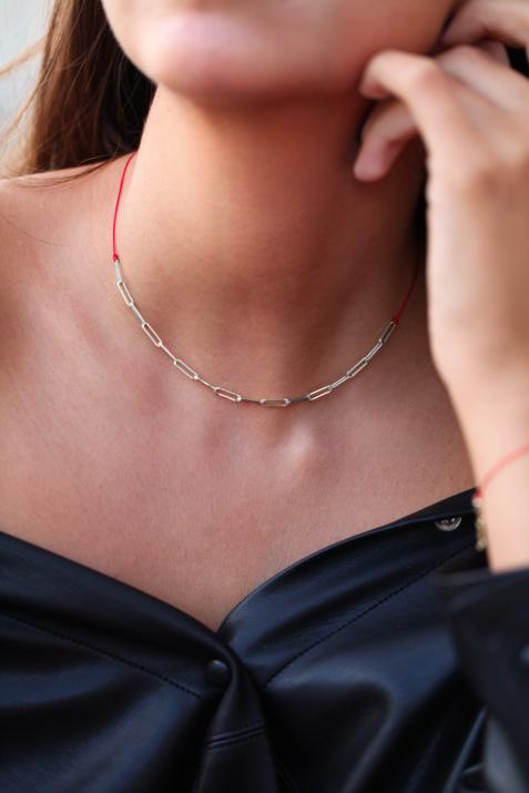 My Way thread Necklace in White Gold - Redline - 0++