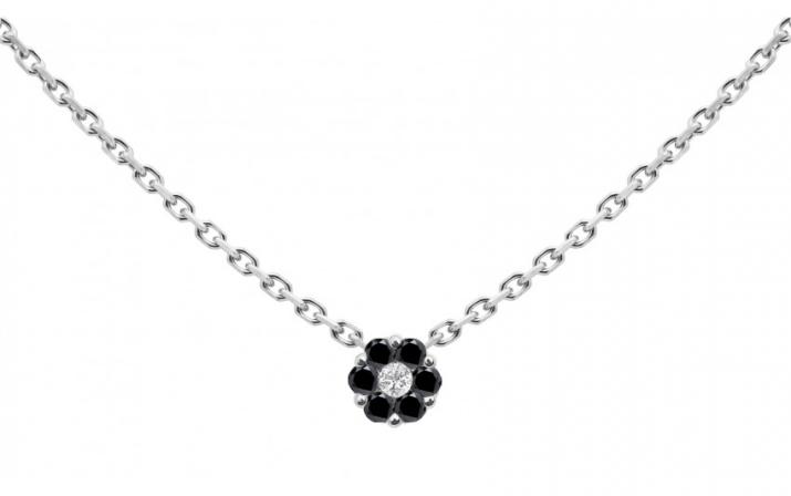 Chain Necklace For Women with 0.06ct Round Diamond in White Gold Cluster Setting - Redline
