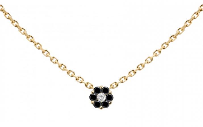 Chain Necklace For Women with 0.06ct Round Diamond in Yellow Gold Cluster Setting - Redline