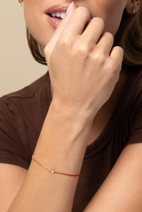 Dream Half-thread Half-chain Bracelet Rose Gold - Redline - 0++