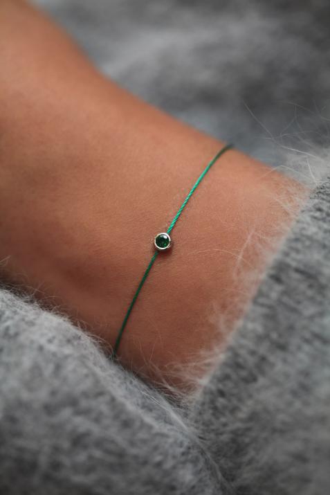 Pure Emerald Thread bracelet in White Gold - Redline