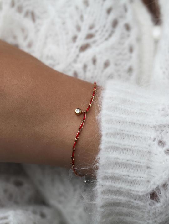 Diamond and Yellow gold Entrelacet bracelet with thread - Redline - 0++