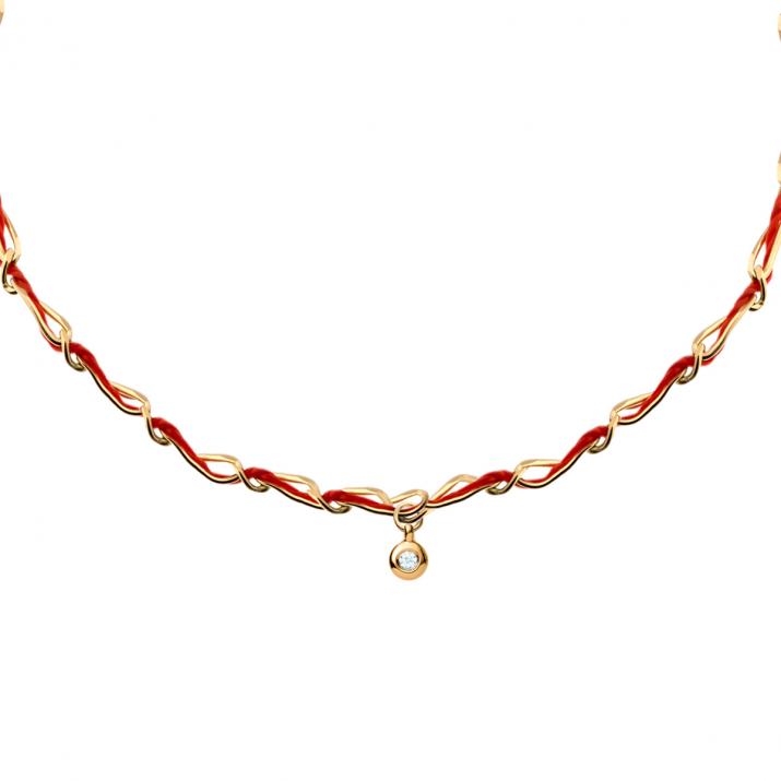 Entrelacet necklace in yellow gold and diamond - Redline - 0++