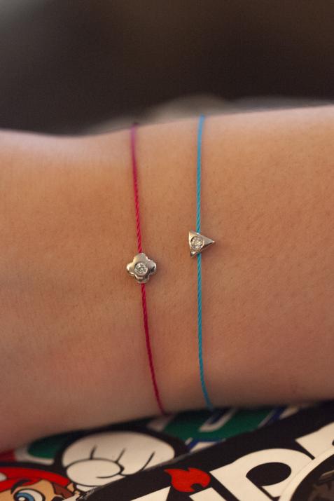 String Bracelet For Women with 0.05ct Round Diamond in Silver Bezel Setting - Redline - 0++