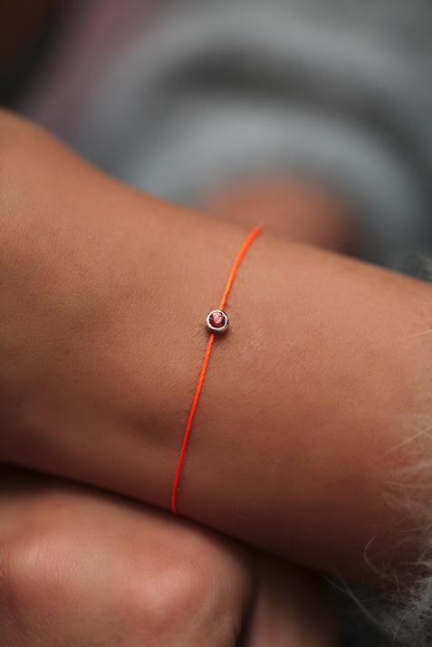Pure Saphir Orange Thread bracelet Diamond in White Gold - Redline