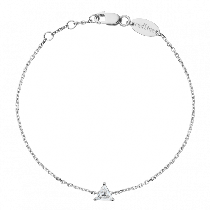 Chain Bracelet For Women with 0.10ct Trillion Diamond in White Gold Prong Setting - Redline - 0++