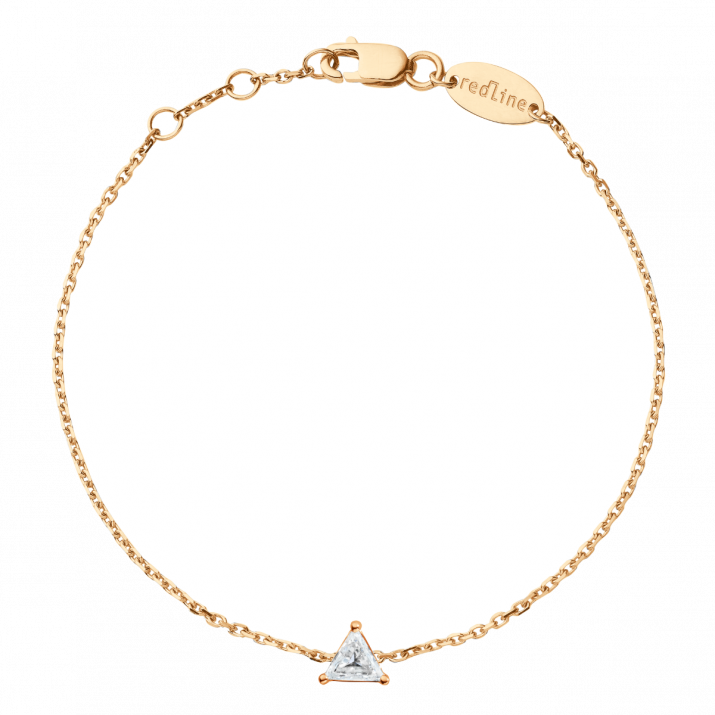 Chain Bracelet For Women with 0.10ct Trillion Diamond in Rose Gold Prong Setting - Redline - 0++