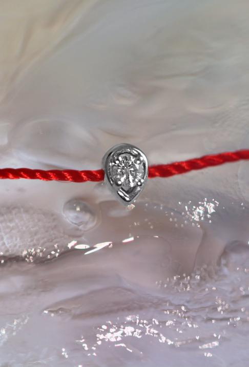 Lady thread bracelet with tear shaped diamond decorated with white gold  - Redline - 0++