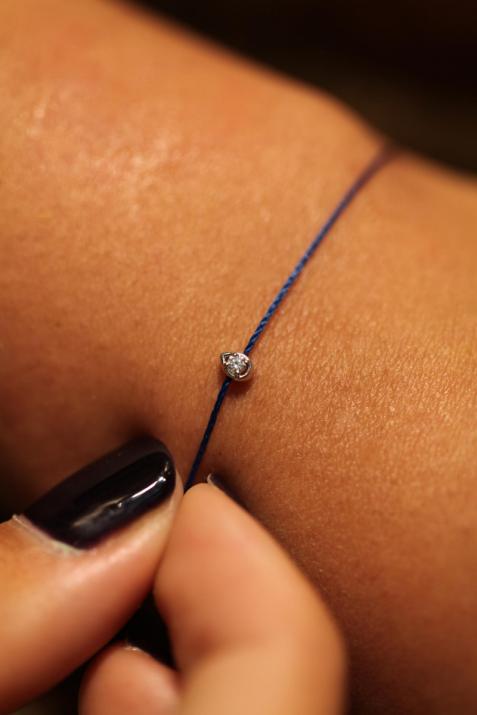 Lady thread bracelet with tear shaped diamond decorated with white gold  - Redline - 0++