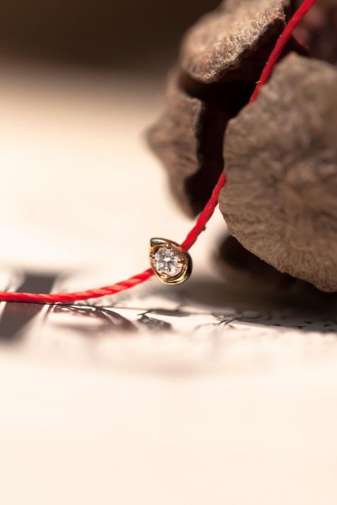 Lady thread bracelet with tear shaped diamond decorated with yellow gold  - Redline - 0++