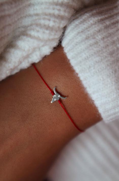 Lucky Ox white gold thread bracelet - Redline - 0++