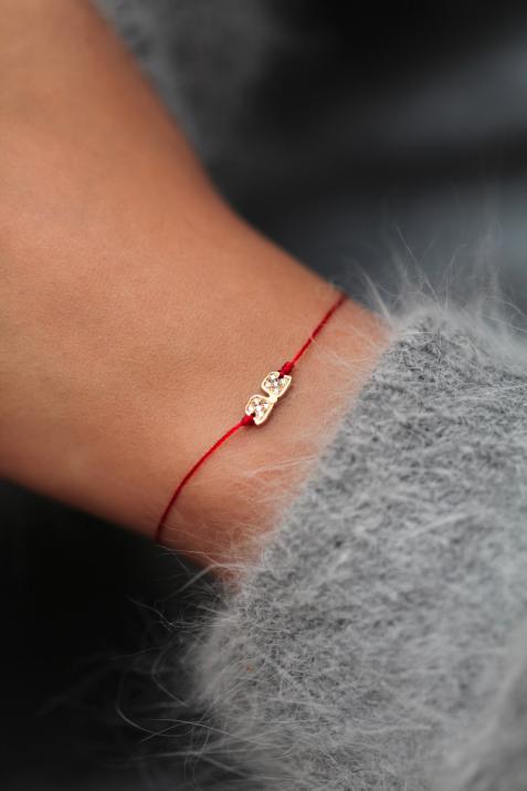 Diamond Glasses Yellow Gold Thread Bracelet - Redline