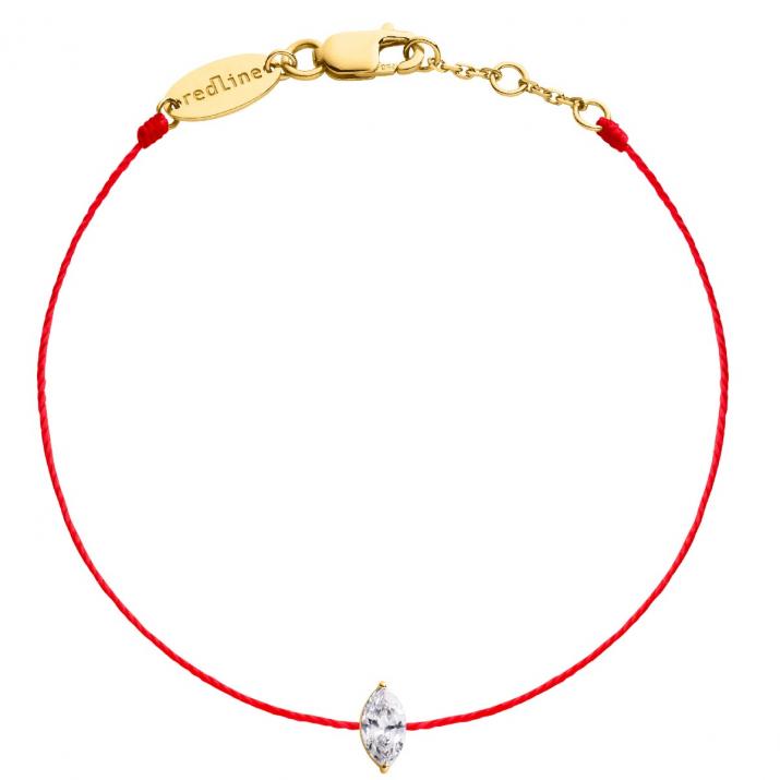 String Bracelet For Women with 0.20ct Marquise Diamond in Yellow Gold Prong Setting - Redline