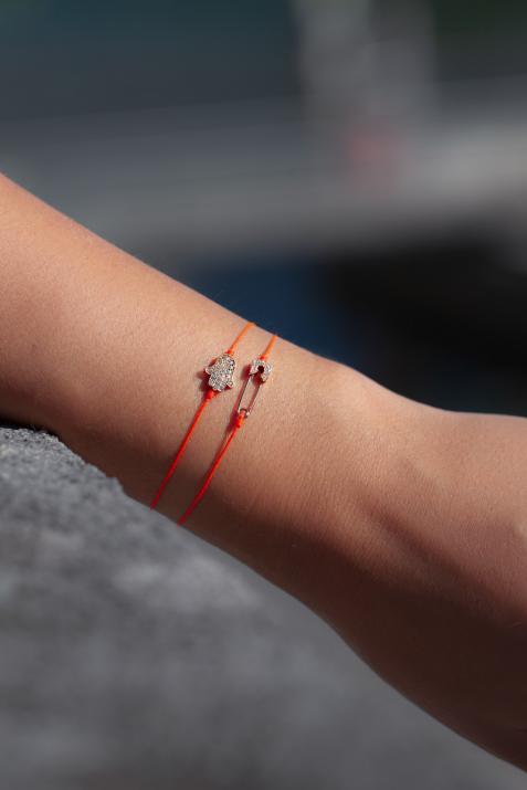 Bracelet fil main de Fatma or rose pavé diamants - Redline - 0++