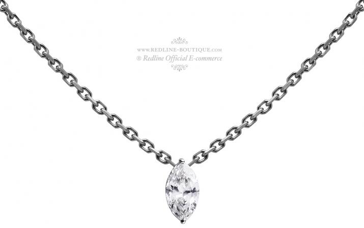 Chain Necklace For Women with 0.10ct Marquise Diamond in Black Gold Prong Setting - Redline